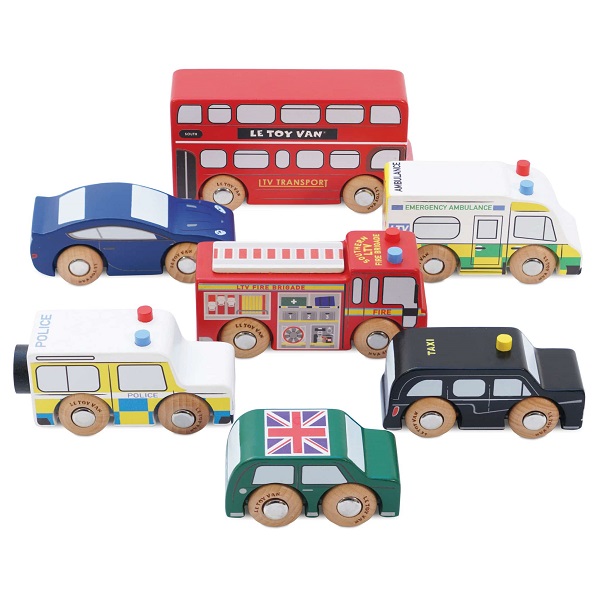 Wooden London Vehicles Set £24